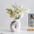 thumbnail image 4 of Silver Modern Art Unique Cross Ceramic Vases Set of 2, Perfect for Room Home Office Hotel Restaurant Farmhouse Decor Decoration, Safe Delivery (Silver Plated+White), 4 of 9