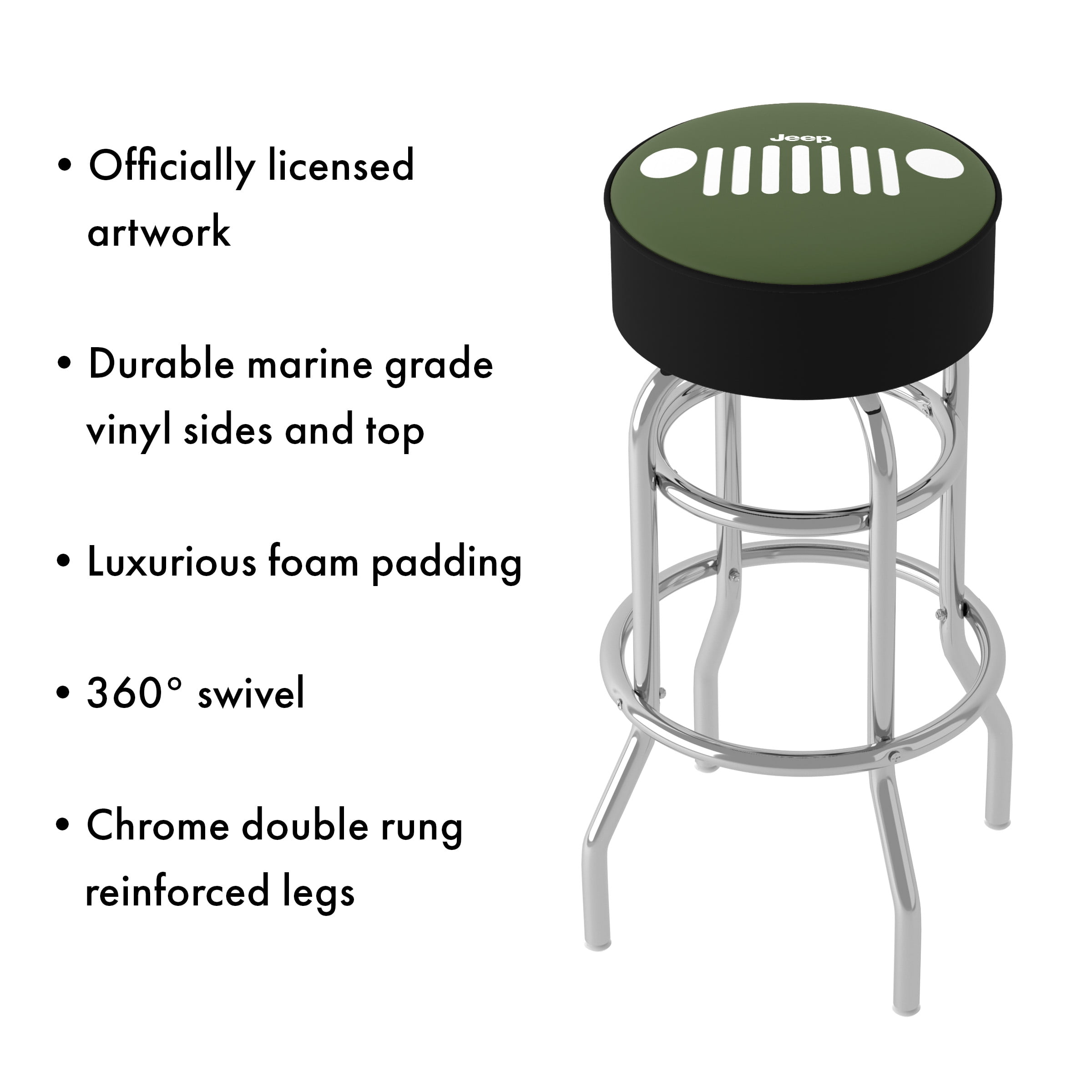 Trademark Gameroom Jeep Grille 1 Bar Stool with Padded Seat