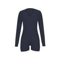 thumbnail image 6 of LYXSSBYX Bodysuits for Women Womens Sexy Bodysuit V-Neck Long Sleeve Yoga Rompers Workout Ribbed Pajamas Sport Jumpsuits Rompers, 6 of 9