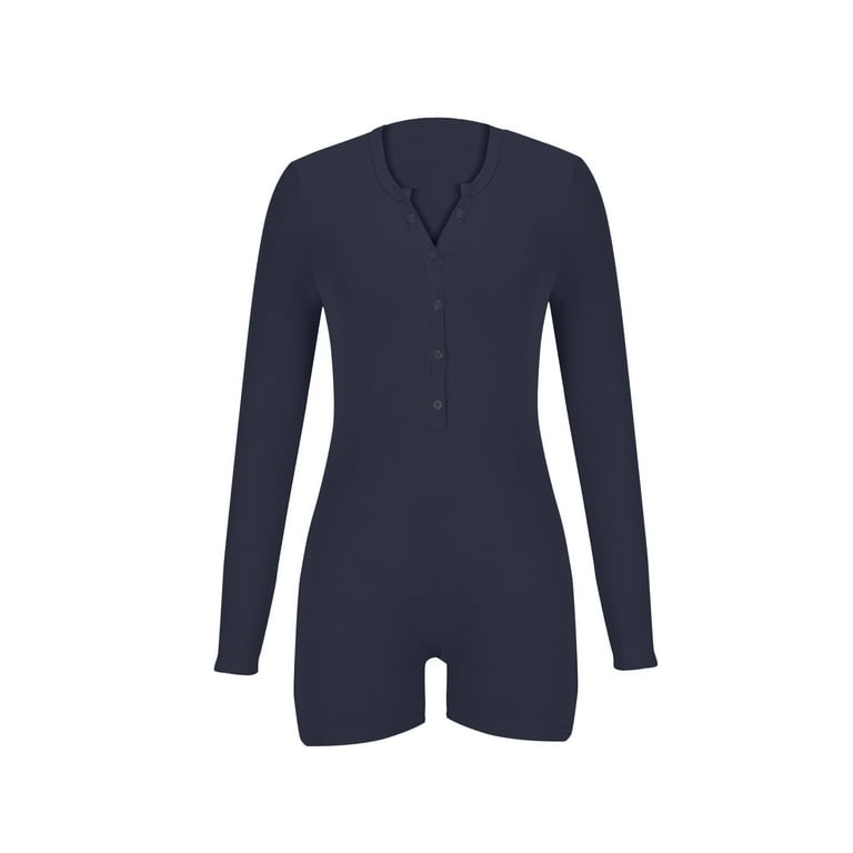 Penkiiy Women Short Sleeve Knit Jumpsuit Button Down Lapel Penkiiy Women Short Sleeve Knit Jumpsuit Button Down Lapel