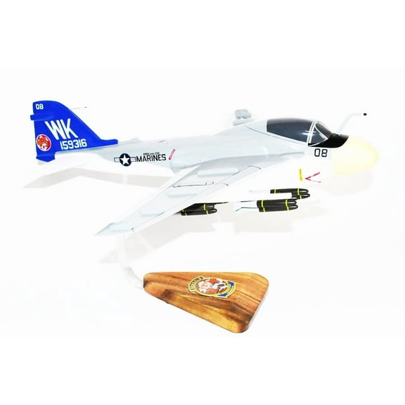 VMA(AW)-224 Fighting Bengals (1977) A-6 Intruder Model, 1/36th Scale, Mahogany, Marines