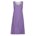 thumbnail image 4 of Fartey Midi Dresses for Women Plus Size Casual Solid Color Tiered Tank Dress Summer Scoop Neck Sleeveless Sundresses Flowy Swing Beach Above knee Dresses, 4 of 5
