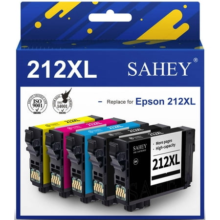 212xl Ink Cartridge for Epson 212 Ink for Epson 212XL Workforce WF-2850 WF-2830 Expression Home XP-4100 XP-4105 Printer(5 Pack,Black Cyan Magenta Yellow)