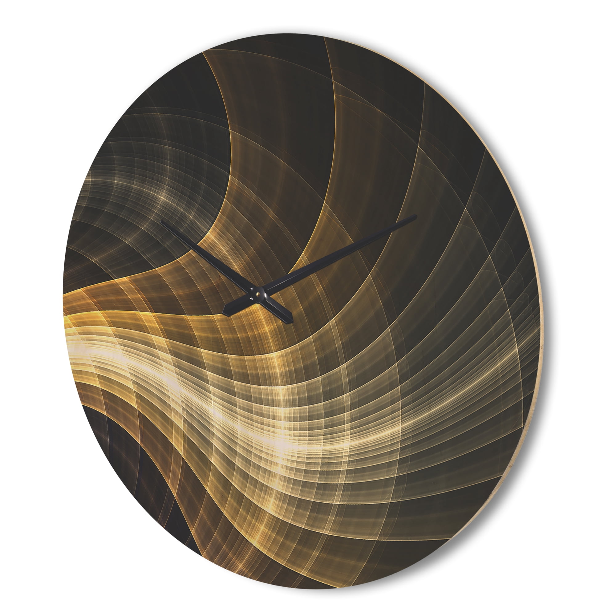 Designart 'Fractal Yellow Light Art ' Modern Wood Wall Clock