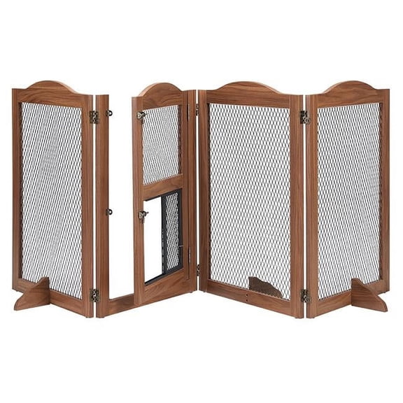 beeNbkks EV1047 beeNbkks EV1047 4 Panels Pet Gate with Small Cat Door