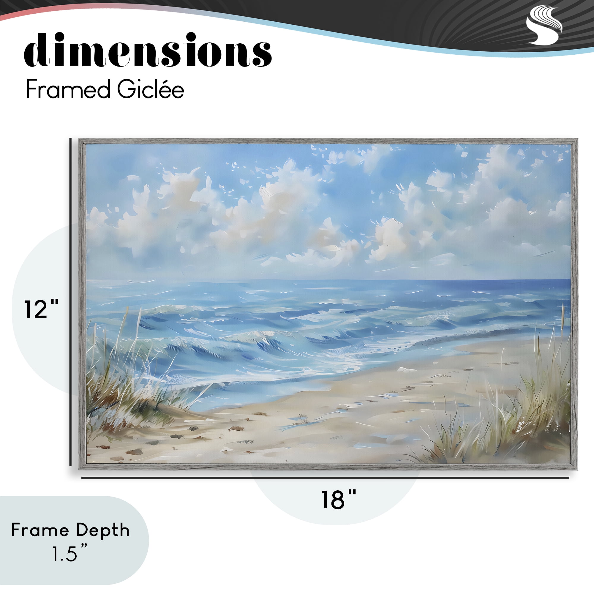 Stupell Industries Coastal Tranquility Horizon Gray Framed Giclee Art, design by Creative Studio