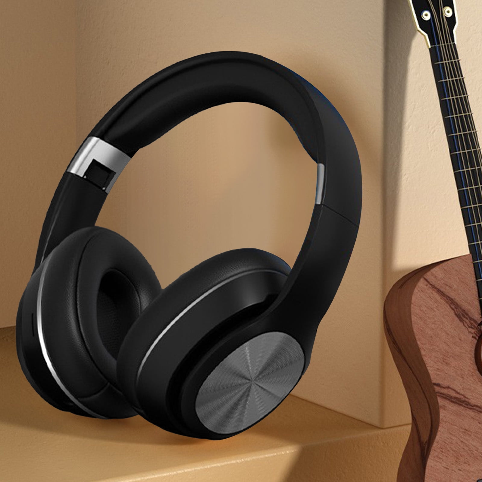 LACKUST Dual Mode Over-Ear Bluetooth 5.3 Headphones Black - Foldable, Soft Headband, Low Latency for Sports Gaming, Wired/Wireless