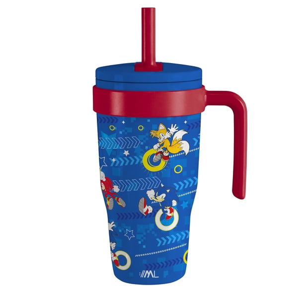 Magma Life Termo Acero Inoxidable para Niños Mini Flip 532 ml (18 oz), Doble Pared, Tapa Antiderrames con Popote, Mantiene Frío y Caliente