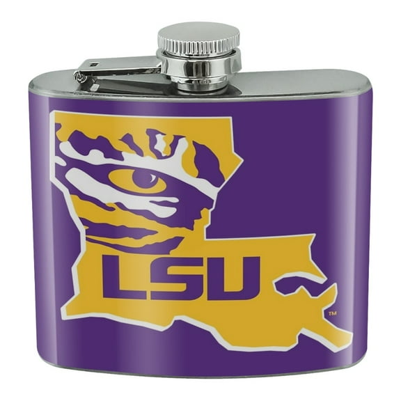 LSU Tiger State Mark Stainless Steel 5oz Hip Drink Kidney Flask