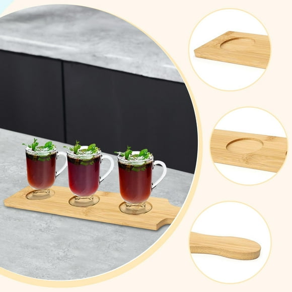 Elodie 3 Slots Bamboo Beer Flight Tray for Pub Brewery Sampler Sturdy Beverage Tray