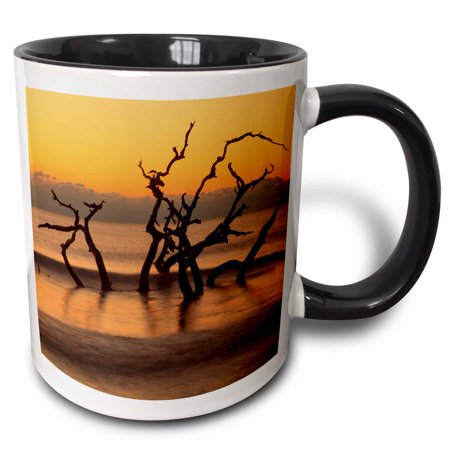 3drose, Usa, Georgia. Jekyll Island, Driftwood Beach at Sunrise., 11oz Two-tone Black Mug