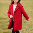 thumbnail image 4 of Vdoaml Girls Wool Blend Coat Kids Notch Lapel Mid Length Overcoat Children Fall Winter Warm Outerwear 8-9 Years Red, 4 of 5