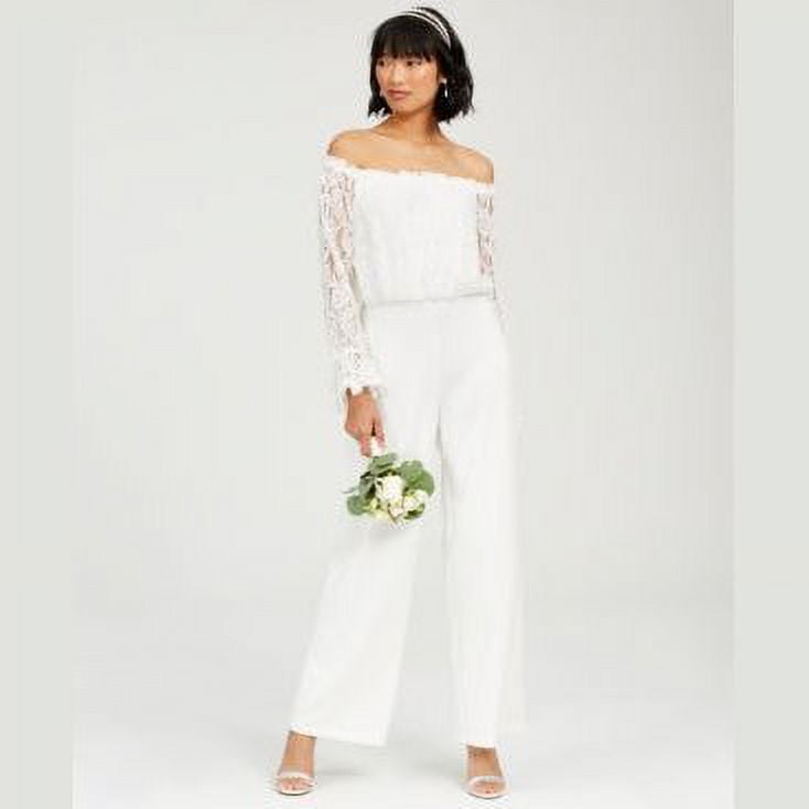 Adrianna Papell Off the Shoulder Lace Jumpsuit Size 8