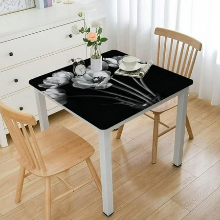 

Zhiwo Flowers Vase Black Background Square Tablecloth 100% Polyester Fiber 46*46