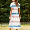 thumbnail image 7 of Karymi Easter Dresses for Women Crew Neck Short Sleeve Floral Print Midi Dress, Gathered Empire Waist Loose Flowy Summer Casual Sundress Cocktail Dresses for Women, 7 of 7