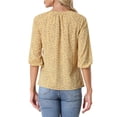 thumbnail image 4 of MODA NOVA Juniors Blouse Floral Print 3/4 Raglan Sleeve Round Neck Tops Yellow S, 4 of 6