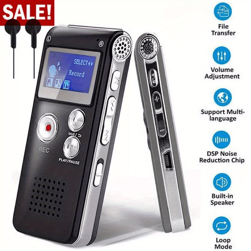 16/32GB Digital Voice Recorder Mini Lecture Multifunction Rechargeable 650 Hours Digital Audio Recording MP3 Player With Wired Earphones