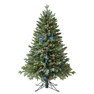 Nearly Natural Inc 5' Flocked Grand Northern Rocky Fir Artificial Christmas  Tree with Warm Micro (Multifunction with Remote Control) LED Lights