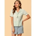 thumbnail image 4 of Tops Con Volantes En El Cuello Con Estampado Floral Para Mujer Verde claro XS, 4 of 6