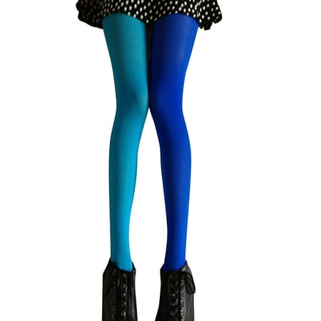 

Fashion Double Color AB Splice Left Right Stockings - Free Size (Lake Blue and Sapphire)