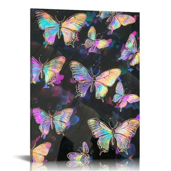 Creowell Butterflies Iridescent Hologram Wall Decor Canvas Print 12x16in