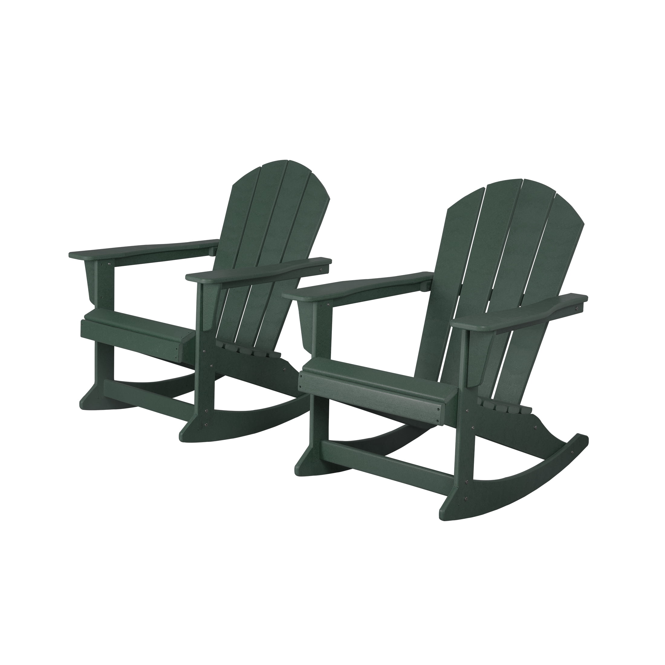 GARDEN Set of 2 - Plastic Outdoor Rocking Chairs for Patio Porch, Dark Green