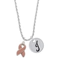 thumbnail image 1 of Delight Jewelry Silvertone Pink Ribbon with Stitching Silvertone Script Initial Disc - J - Charm Necklace, 20"+3", 1 of 4