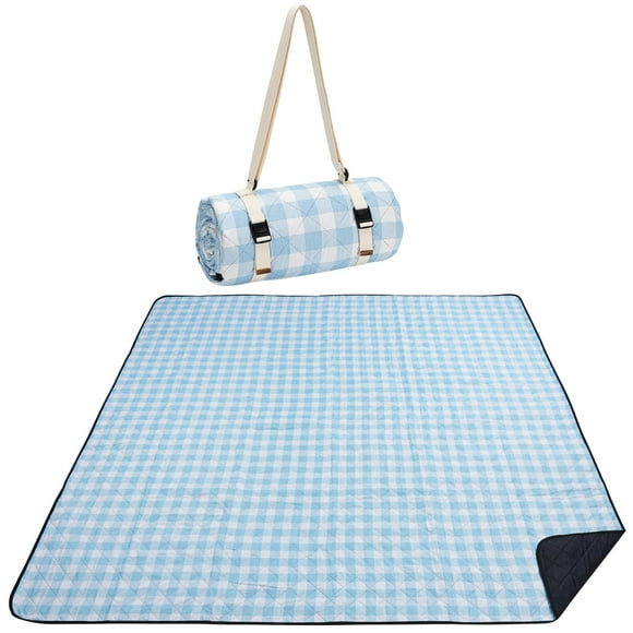 Manta de pícnic Willow Weave, 203 x 203 cm, impermeable, azul y blanco