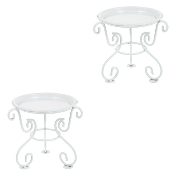 Set of 2 Plant Stand Indoor White Plants Flower Pot Outdoor