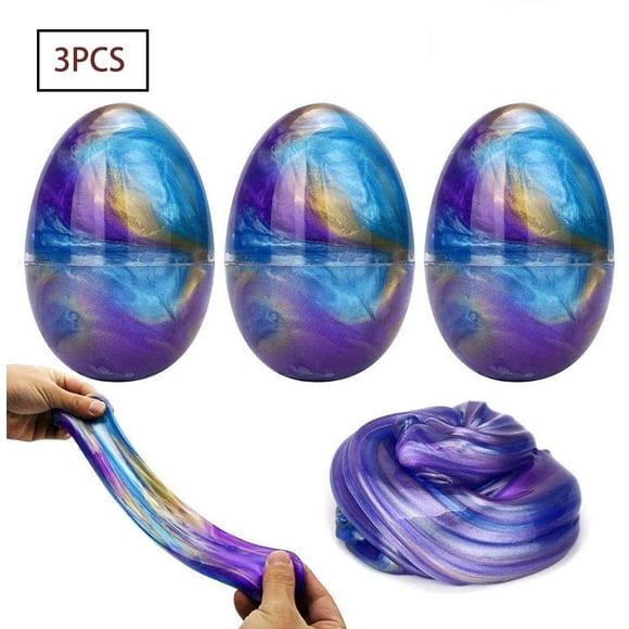 Slime de Galaxie Moelleux 3-Pack Slime en Forme d'Oeuf DIY Slime Bon Jouet de Soulagement du stress pour les Enfants