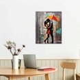 thumbnail image 3 of JEUXUS  Romantic Couple Wall Art Dancing Under Red Umbrella Canvas Valentine's Day Gifts Paintings Rain Lover Artwork Prints for Home Couple's Room Decor Ready to Hang (Small), 3 of 5