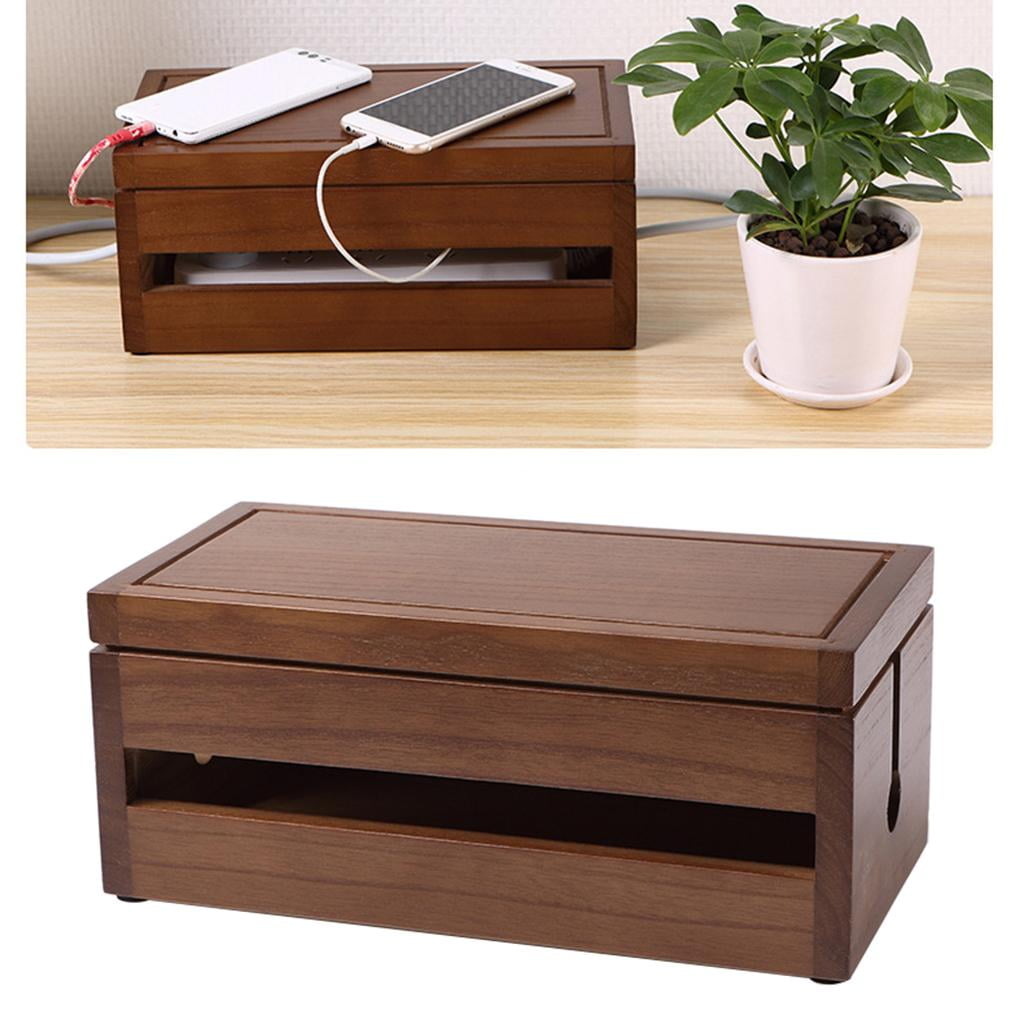 Fiocias 2x Cable Management Box Wooden Cable Organizer for Cable Extinguishers