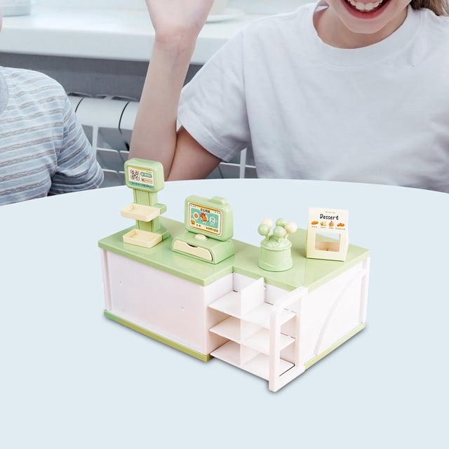 Caja registradora en miniatura para casa de muñecas, escala 1:12, juego de rol divertido y realista, miniaccesorios para casa de muñecas para bebés de Verde