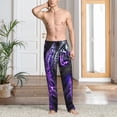 thumbnail image 2 of Pofeuu Purple Plant White Tiger Print Men's Pajama Pants, Soft Lounge Pajama Pants with big pockets for Men Plaid Pj Bottoms-Medium, 2 of 6