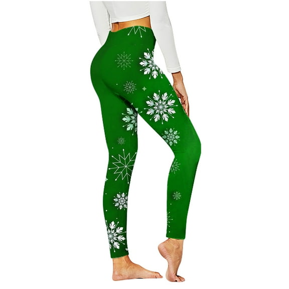 Luxalzxs Christmas Leggings for Women Full Length High Waist Tummy Control Leggings Sports Running Gym Fitness Workout Yoga Pants Snowflakes Holiday Tights