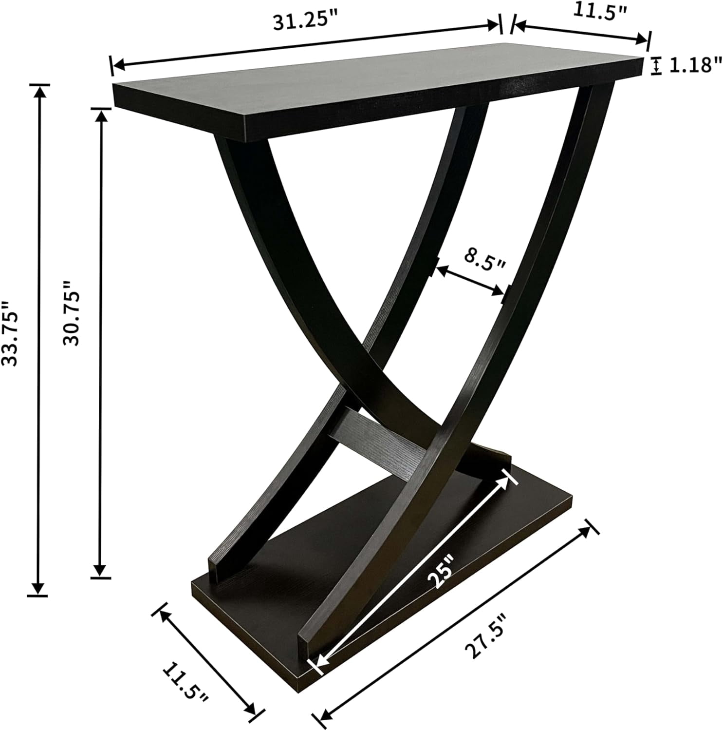 Royard Oaktree 31" Small Console Table, Farmhouse Wood Entryway Table with Curved Intersecting Legs