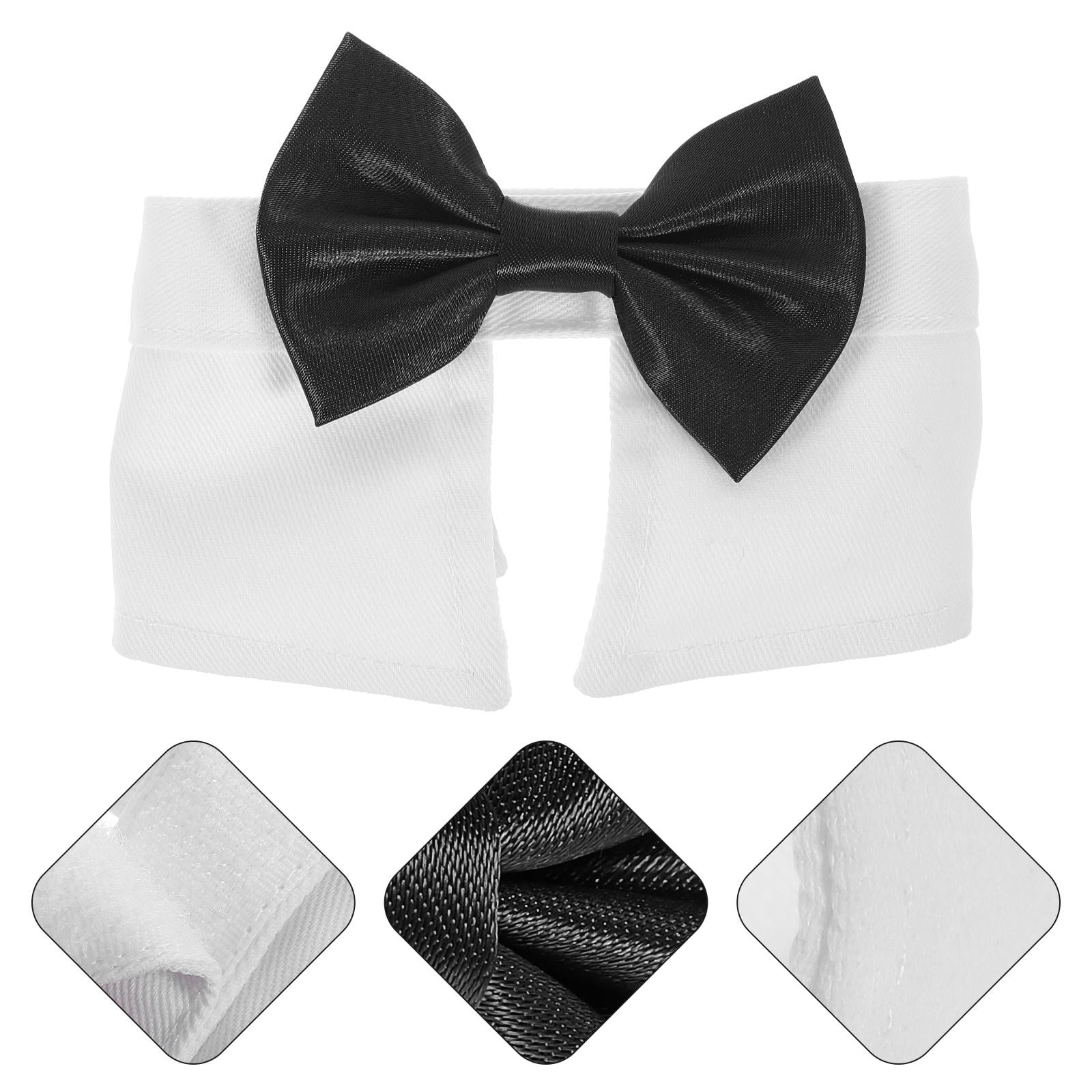 WRITWAA Cute White Pet Collar Adjustable Bow Tie Lightweight and Comfortable for All Occasions