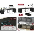 thumbnail image 5 of TVU 110" 2 Person Desk with 8 Drawers, Large Writing Home Office Desks with Outlets, I Shaped Workstation Double Desk Drawer Organizers, 5 of 8