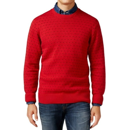 - Weatherproof NEW Red Mens Size Medium M Dot-Print Crewneck Sweater