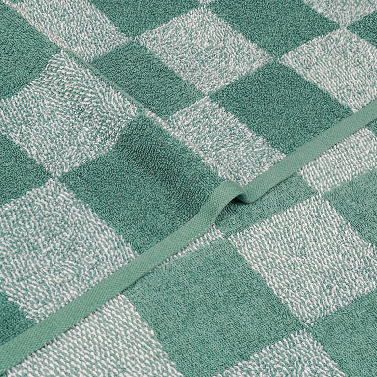 Mud Pie Check Towel Bucket Set - Green Buffalo Check, 4-Piece Hand Towel Gift Set