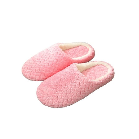 

Rotosw Women Lady Indoor Slippers Cotton Warm Bedroom Furry Slippers Anti-Slip Shoes