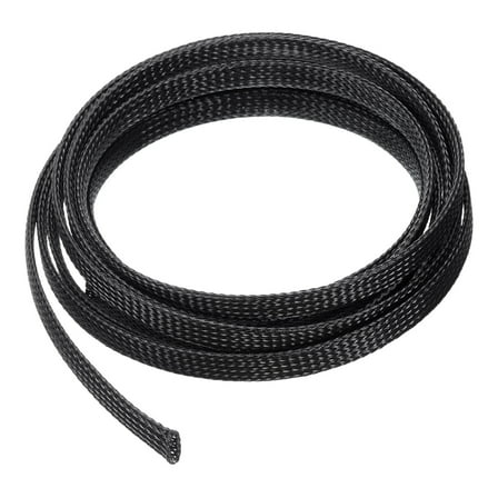 10 Ft - 3/8 In Expandable Braided Wire Sleeving, PET Cable Management, Wire Wrap Loom Tube, Black