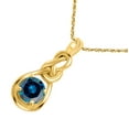 thumbnail image 4 of Aone Jewelry 1.00 Carat Natural Blue Diamond & Knot Design Pendant Necklace For Woman Crafted In 10k Rose White and Yellow Gold With 18 Gold Plated Over 925 Sterling Silver Box Chain, 4 of 5