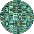 thumbnail image 1 of Ahgly Company Indoor Round Persian Turquoise Blue Traditional Area Rugs, 5' Round, 1 of 4