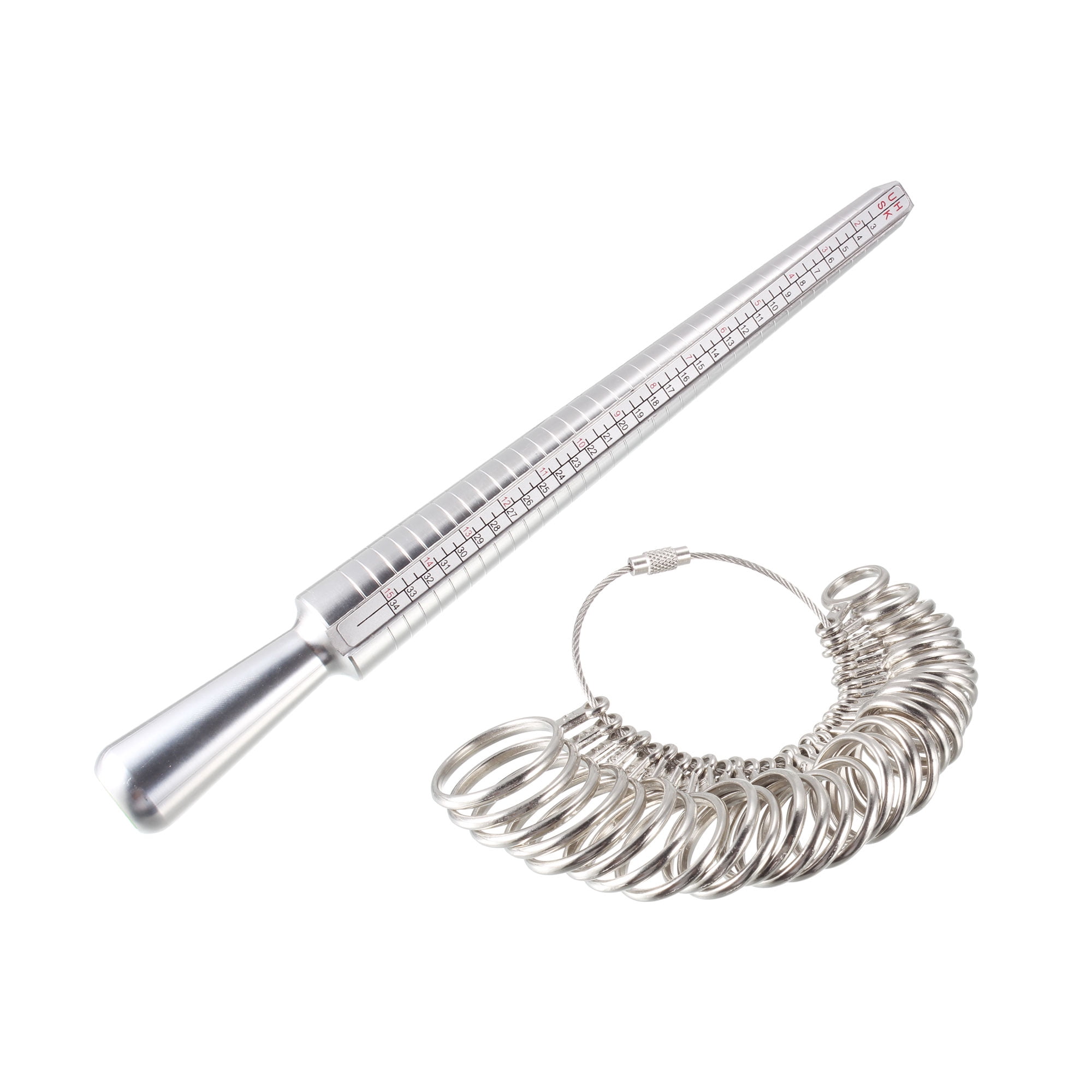 Uxcell Ring Sizer Mandrel Kit 4 Sizes Finger Measuring Gauge Stick Ruler Aluminum Zinc Alloy
