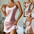 thumbnail image 3 of Women Nightdress Sleepwear Silk Stain Spaghetti Strappy Nightgown Pajamas, 3 of 5