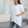 thumbnail image 6 of jtjvou Women's Casual Tops with Pockets Short Sleeve Dressy Tunic Tops to Wear with Leggings Swing T-Shirt Loose Fit Blouses White XL, 6 of 8