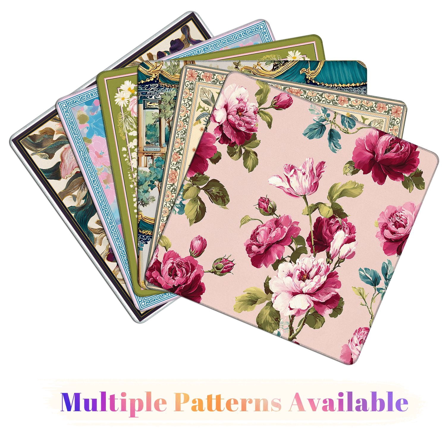 Mahjong Mat 31.5" x 31.5" Shabby chic vintage roses tulips forget me nots vintage seamless Non-Slip Noise Reduction American Mahjong Tiles Table Cover for Dominoes Poker Card Board Games Gift
