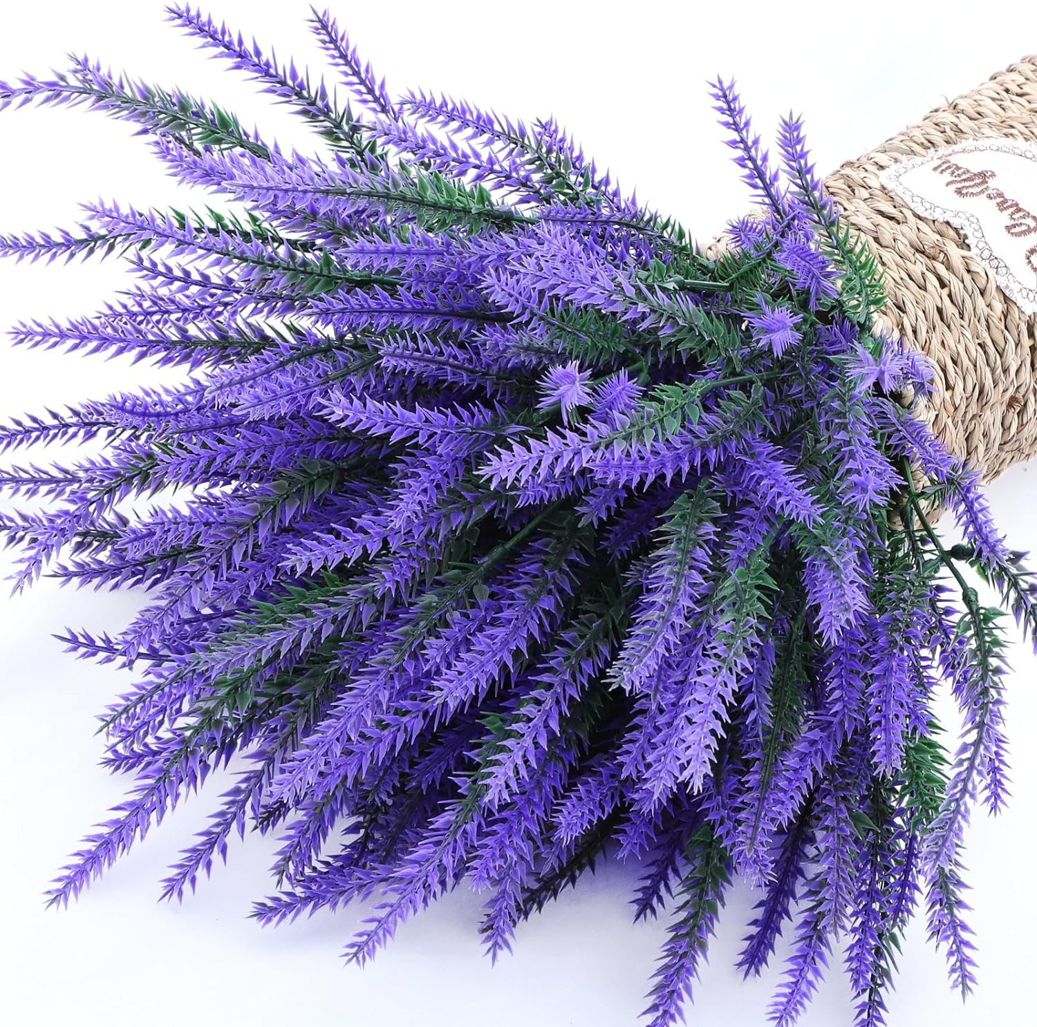 12 Bundles Artificial Flowers Lavender Plant Fake Flower for Outdoor Wedding Garden Home Kitchen Table Centerpieces Decoration Purple Flowers