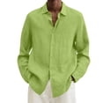 thumbnail image 1 of Chemise à Manches Longues en Coton Lin Uni Ample Col Rabattu, 1 of 6